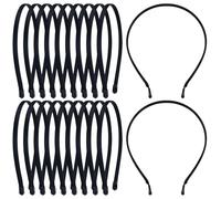 Yoosit 20 Pack DIY Metal Headbands (Black B-0.7 cm/ 0.28" Wide)