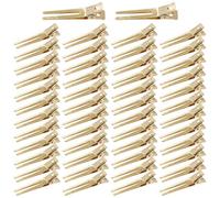 Yoosit 50 Pack 4.5cm/1.8" Metal Craft DIY Plain Blank Duckbill Alliagator Double Prong Hair Clips Barrettes Salon Hairdressing Styling Sectioning Hair Clips Pins for Women Girls Teens Kids (KC Gold)