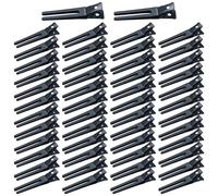 Yoosit 50 Pack 4.5cm/1.8" Metal Craft DIY Plain Blank Duckbill Alliagator Double Prong Hair Clips Barrettes Salon Hairdressing Styling Sectioning Hair Clips Pins for Women Girls Teens Kids (Black)