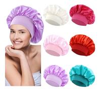 Yoosit 6 Pack Colors Satin Lined Silky Sleeping Bonnets Sleep Caps Curly Long Hair Protector Night Large Adjustable Wide Brim Band Sleep Hats Hair Wraps for Women Men Girl (Spring Colors)
