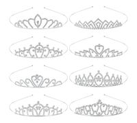 Yoosit 8 Pack Silver Thin Metal Sparkly Glitter Rhinestone Crystal Crown Headbands Wedding Prom Birthday Party Princess Hair Bands Tiaras Accessories for Kids Girls Teens Women Brides