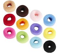 Yoosit Pack of 12 Towel Cotton Elastic Stretchy Fuzzy Wide Thick Hair Ties Scrunchies Ring Loop No Seamless Hair Elastic Band Holder Hair Accessories for Women Girls, Multicolor