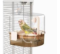 YOOSO WING Automatic Bird Baths for Cage - Indoor Parakeet Bath with Pump, Bird Shower with 2 Modes Running Water, Bird Cage Accessory for Pet Birds Conure Budgies Cockatiels Lovebird (Light Brown)