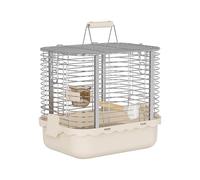 YOOSO WING Bird Carrier Travel Cage, Durable Portable Stainless Steel Birdcage with Bird Perch & Feeding Bowl for Parrots Canaries Budgies Lovebirds Conures Cockatiels (Small Light Brown)