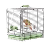 YOOSO WING Bird Carrier Travel Cage - Stainless Steel Portable Folding Bird Cage with Parrot Feeder Cups & Standing Perch for Parrots Conures Lovebird Cockatiel Parakeets (Green)