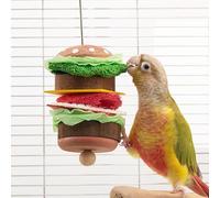 YOOSO WING Bird Toys & Bird Perch, Bird Wooden Block Chewing Toy Parrot Foraging & Puzzle Toys Bird Cage Accessories for Conures Parakeets Cockatiels Lovebirds African Grey Macaws (Burger FruitFork)