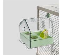 YOOSO WING Hanging Bird Bath for Cage, 3-in-1 Multifunctional Bathtub -Bath, Feeder & House for Small to Medium Lovebirds, Finches, Parakeets - Essential Bird Cage Accessory (Green)