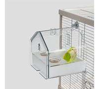 YOOSO WING Hanging Bird Bath for Cage, 3-in-1 Multifunctional Bathtub -Bath, Feeder & House for Small to Medium Lovebirds, Finches, Parakeets - Essential Bird Cage Accessory (White)