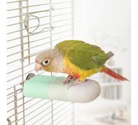 YOOSO WING Natural Mineral Bird Perch for Cage Parrot Perch Platform for Beak Grinding Claw Trimming & Chewing Chew Toy for Parakeets Cockatiels Conures Birds Cage Accessories (Gradient Green, 4.7")
