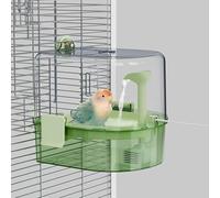 YOOSO WING USB Water Circulation Bird Baths for Cage - Hanging Parakeet Bath, Bird Cage Accessory, Parrot Shower Box for Birds Canaries Budgies Cockatiels Crested Mynas (Green)