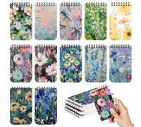 Yoosso 12 Pack Small Notebooks Floral Design, 12.7x7.6cm Spiral Notebook Small Pocket Size Note Pads Mini Notebooks for Party Bags, Memo Book for Women Office School Writing