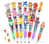 Yoosso 24 Pcs Mini Multicolor Pens All in One 4 in 1 Cute Pens, Party Bag Fillers Cute Animal Pen Ballpoint Pen For Kids Student Gifts Valentines Gift Bag