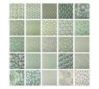 Yoosso 25 Pcs Fat Quarters Fabric Bundles, 25 x 25cm Cotton Fabric Bundles for Quilting Projects, Soft Natural Material for Sewing, DIY Crafts, Patchwork, Home Decor, Patchwork (Green)