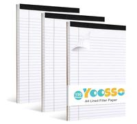 Yoosso 3 Pack Lined Paper A4 Pad, 50 Sheets/Per Notepads A4 Lined Paper College Ruled Writing Pad For School Office