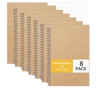 Yoosso 8 Packs Dotted Notebook A5, Note Book Kraft Cover Wirebound Notebooks 8.2 x 5.5in Notebook Dotted Journal for Travel Journal, Drawing, Diary, Mood Tracking(100 Pages/50 Sheets)