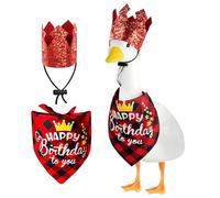 yoostooper Happy Birthday Goose Outfit Set, Hat and Scarf Accessory Set for 23" 17" Plastic/Cement Lawn Goose Statues, Birthday Party Outdoor Yard, Patio & Pathway Decor (Theme-Birthday)