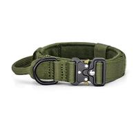 YoothBro Puppy 1 Inch Tactical Dog Collar, K9 Military Nylon Collar with Heavy Duty Metal Buckle for Medium Large Dogs Green, S
