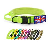 YoothBro Tactical Dog Collar with UK Flag Patch, K9 Military Nylon Collar with Heavy Duty Metal Buckle for Medium Large Dogs Fluo-green, L