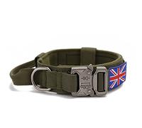 YoothBro Tactical K9 Military Dog Collar Adjustable Nylon Dog Collar with Heavy Duty Metal Buckle for Medium Large Dogs M,Green