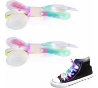 Yootiko 1 Pair of Luminous LED Shoelaces Glitter 120 cm, Neon Colourful Rainbow Laces with 3 Light Modes, Party Accessories for Sports Shoes & Casual Shoes