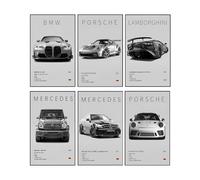 Yootiko 6 Pcs Supercar Posters, Mordern Racing Wall Art Prints, Premium Cool Racing Car Posters for Boys Men Bedroom, Modern Sports Car Room Decor for Office Garage Dorm Man Cave, 12 x 8 Inch Unframed