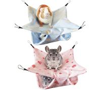 Yootiko Guinea Pig Hammock 2 Pack 28 × 28 cm Double Layer Rat Hammock for Cage Ferret Hanging Bed Small Animal Hammock for Hamster and Chinchilla Cage Accessories (Blue Pink)