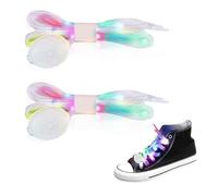 Yootiko LED Luminous Shoelaces with Light 120 cm, 3 Modes, 7 Colour Flashing for Colourful Rainbow Luminous Glitter Shoelaces, Flashing Neon Accessories for Party, Dance, Cycling, Hiking, Rollerblade