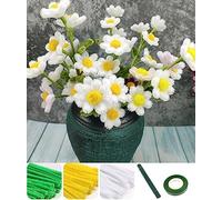 YOOTOM Daisy Bouquet Pipe Cleaners Flower Set with 300 Pieces 6 mm Fuzzy Chenille Wire, 18 Green Craft Wire, Adhesive Tape, 2 Glue Sticks