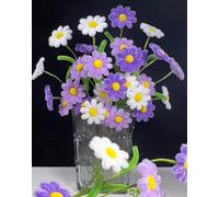YOOTOM Purple Daisy Daisy Bouquet Pipe Cleaners Flower Set with 310 Pieces Pipe Cleaners Chenille Wire, 30 Green Craft Wire, Adhesive Tape, 3 Glue Sticks