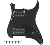 Yootones 11-Hole 3-Ply HH Prewired Loaded Pickguard w/Alnico 5 HH Humbucker Pickups Compatible with USA/Mexican Fender Standard Stratocaster Strat Electric Guitar (Black)