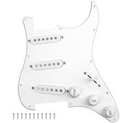 Yootones 11-Hole 3-Ply SSS Prewired Loaded Pickguard w/Single Coil Pickups Compatible with USA/Mexico Stratocaster Squier Electric Guitar (3Ply White)