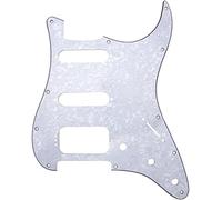 Yootones 11 Hole HSS Pickguard Guitar Scratch Plate 3Ply HSS Replacement Compatible with American/Mexican Made Standard Strat Modern Style Guitar (White Pearl)