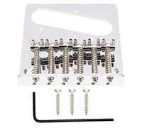 Yootones 1Pcs Guitar 6 Saddle Vintage Style Top Loader Bridge Compatible with Fender Tele Telecaster Electric Guitar Replacement Parts (Silver)