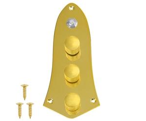 Yootones 3 Bands Loaded Control Plate Pre-Wired w/Preamp Knobs Pots Compatible with Fender Squier Jazz J Bass (Gold)
