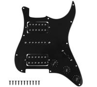 Yootones 3Ply HSH 11 Hole Loaded Prewired Pickguard w/Alnico 5 Humbucker (2) Single-Coil (1) Pickups Compatible with Strat Fender Squier Guitar (Black)
