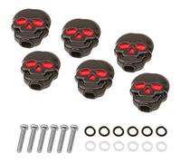 Yootones 6Pcs Guitar Tuning Peg Cap, Skull Shape Tuning Key Button hat Compatible with Folk, Electric and Acoustic Guitar (Black)