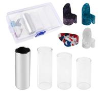 Yootones Guitar Slide Set,1Pcs Stainless Steel Slide & 3Pcs Glass Slide & 4Pcs Protective Finger Picks for Guitar Banjo Ukulele