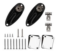 Yootones Guitar String Retainer Roller String Tree Guides, Loaded Jack Socket Plate & Neck Plate Compatible with Electric Guitars Strat Stratocaster Tele Telecaster (Black)