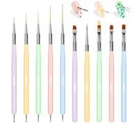 YOOVR 10 Pcs Nail Art Brushes Set, Nail Dotting Tools, French Tip Tool, Nail Art Deign Tools with Builder Gel Brush Polish Extension Brush Thin Liner Detail Painting Brushes, Nail Tech Supplies Kit