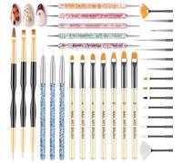 YOOVR 33PCS Nail Art Brushes Set, Nail Art Tools, Nail Design Tools with Gel Nail Brush, French Tip Tool Liner Brushes, Dotting Tools, Builder Gel Brush, Nail Tech Beginners Must Haves Stuff Supplies