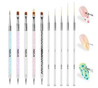 YOOVR Nail Art Brushes and Dotting Tools, 10pcs Nail Art Design Tool Set, Nail Brushes for Nail Art, French Tip Brush, Liner Brush, Gel Polish & Builder Brush, Manicure Tools for Salon Use & Home DIY