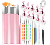 YOOVR Nail Art Tools Set, Nail Stand for Press On Holder for Painting Nails, Nail Art Brushes, Liner Brushes, Nail Dotting Tool, Must Haves Design Tools for Nail Tech & Beginners Nail Art Supplies Kit