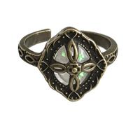 Yoowish Celtic Knot Emerald Band & Filigree Opal Statement Ring | Retro Vintage Antique Bronze Rings for Women , Victorian Gothic Stackable Jewelry Gift