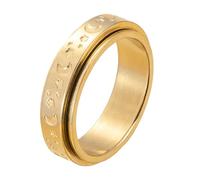 Yoowish Gold Anxiety Ring for Women, Stainless Steel Star Moon Fidget Spinner Ring, Rotatable Stress Relief Promise Ring, Hypoallergenic Minimalist Gift for Partner, Size T
