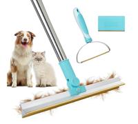 YooxArmor 3 in 1 Carpet Rake Pet Hair Remover, 3 Size Scraper Set, 55” Adjustable Handle, Reusable Lint Tool for Dog Cat Rugs Furniture Car