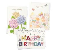 YooxArmor 3 Pack Happy Birthday Greeting Cards for Women,Handmade Floral Butterfly Hydrangea Birthday Cards with Envelopes for All Occasions Gift for Wife Mum Friend Daughter