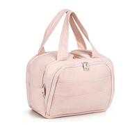 YooxArmor Large Capacity Travel Makeup Bag with Multiple Pockets,Waterproof Toiletry Bag for Women,Portable Cosmetic Wash Bag with 2 Full Open Upright Compartments,Pink