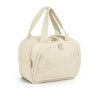 YooxArmor Large Capacity Travel Makeup Bag with Multiple Pockets,Waterproof Toiletry Bag for Women,Portable Cosmetic Wash Bag with 2 Full Open Upright Compartments,Beige
