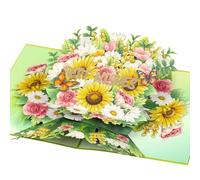 YooxArmor Sunflower & Mixed Flower 3D Pop Up Birthday Card for Women with Envelope,Handmade Floral Greeting Card for Mother’s Day,Birthday,Anniversary,Thank You Gift for Her Mum Wife Girlfriend