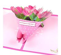 YooxArmor Tulip Bouquet 3D Pop Up Birthday Card for Women with Envelope,Handmade Floral Happy Birthday Card for Mother’s Day,Anniversary,Valentine’s Day,Thank You Gift for Her Mum Wife Girlfriend